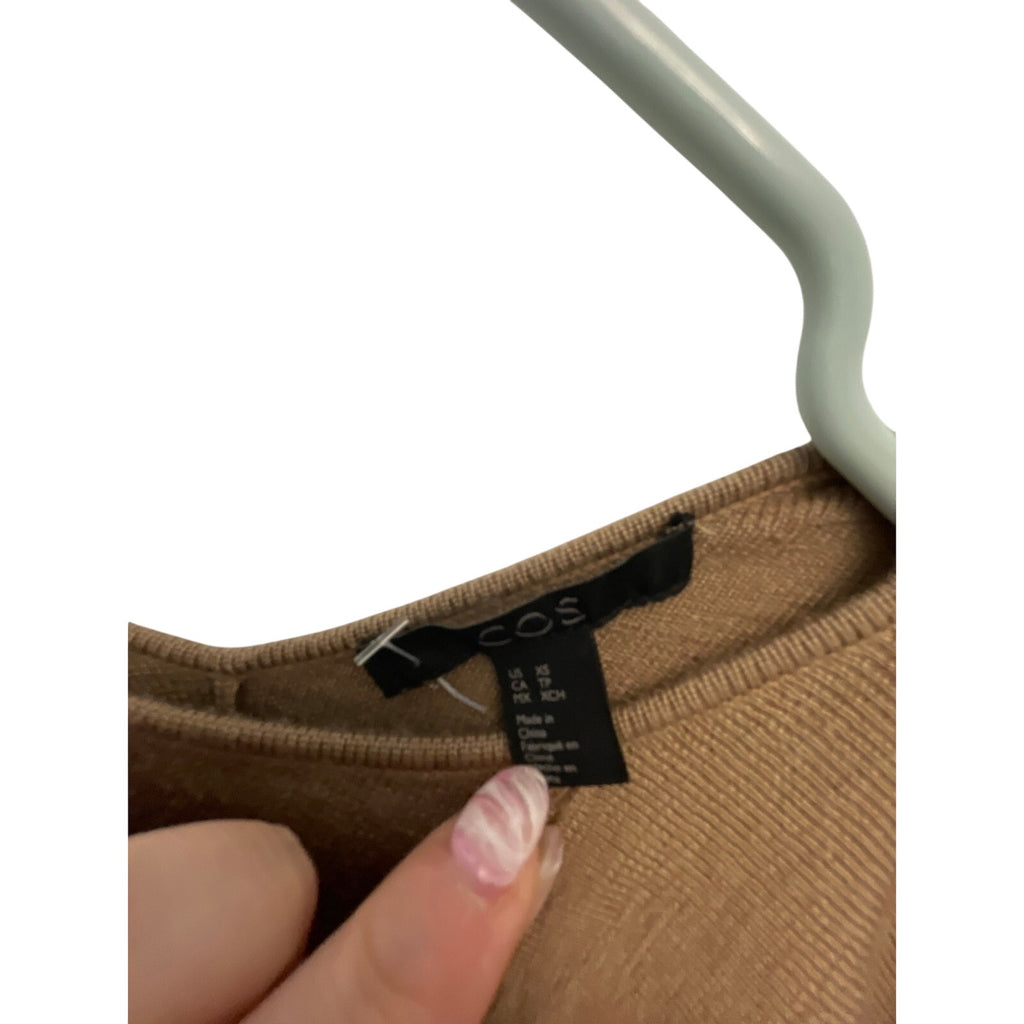 COS Neutral Brown Wool Classy Oversized Dramatic Sleeve Fitted Sweater Preppy