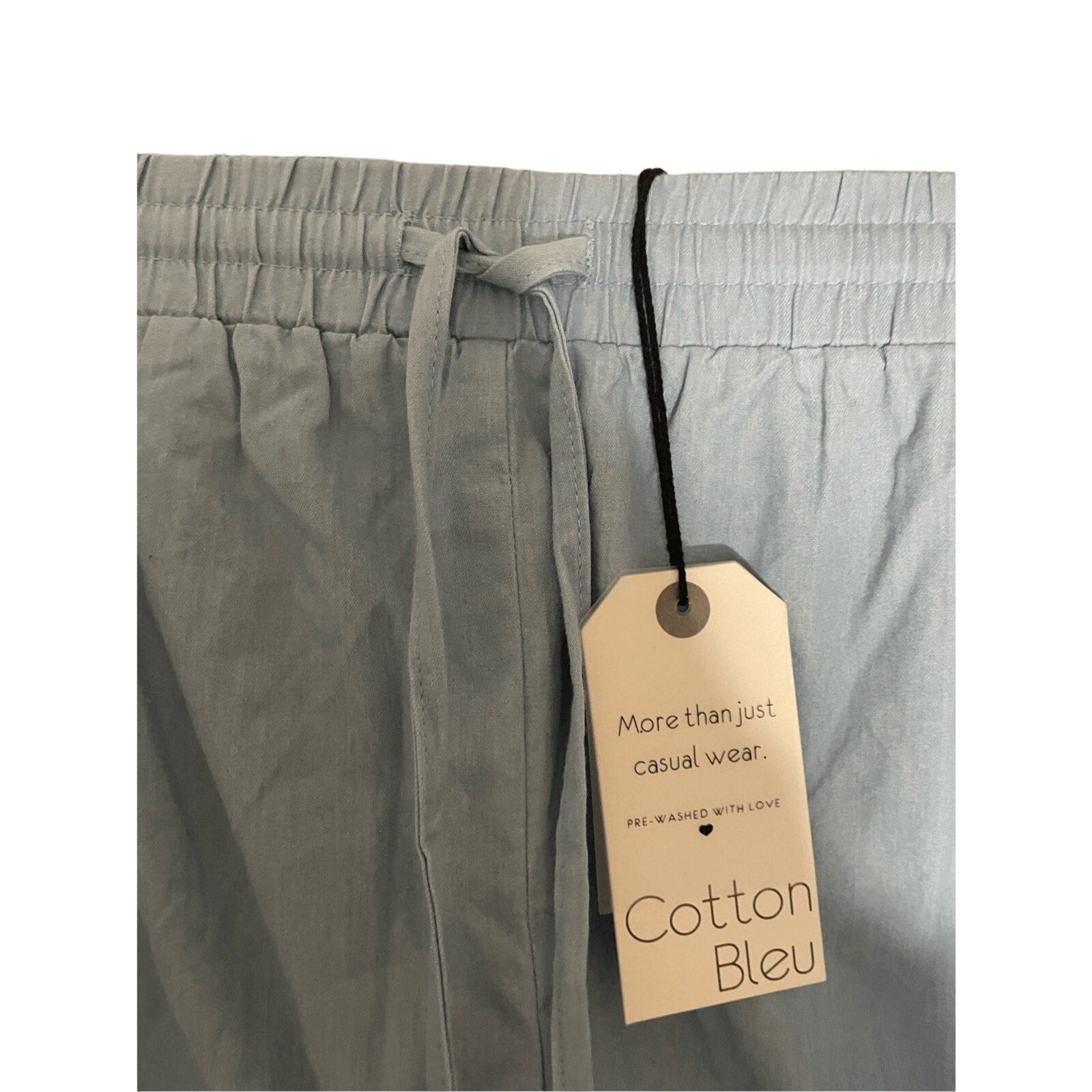 NWT Cotton Bleu 2x Blue Faux Denim Chambray Tapered Flowy Comfy Shorts