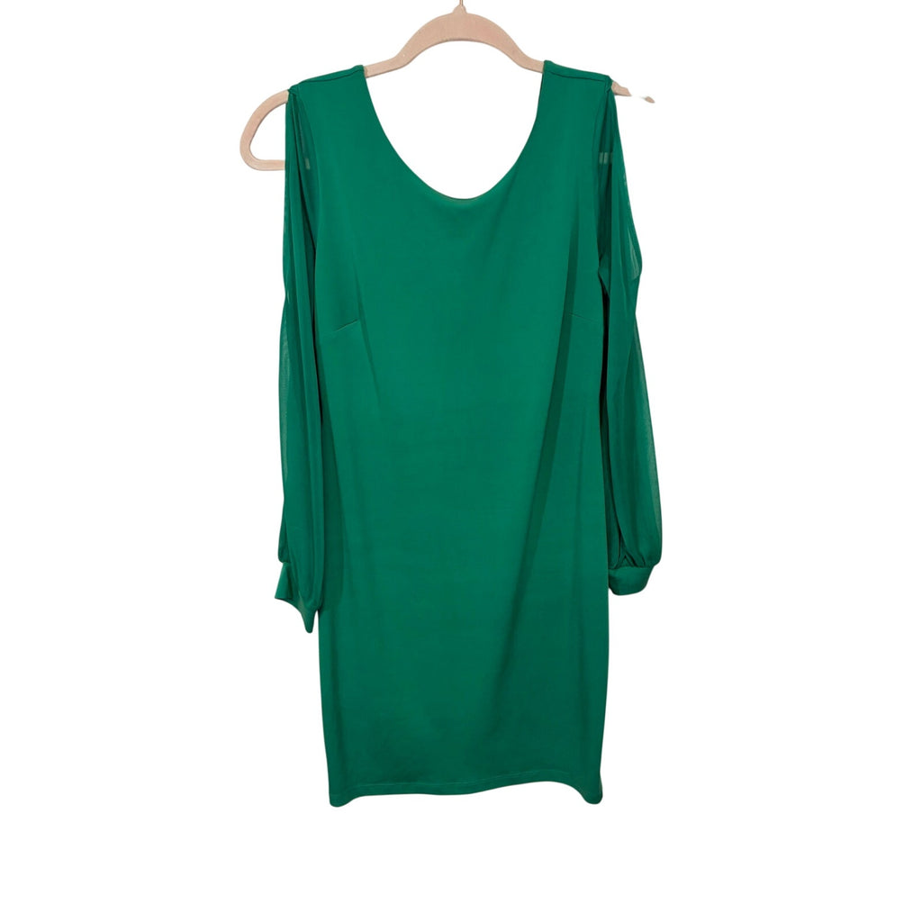 Sweet Storm Emerald Green Cold Shoulder Mini Dress Split Sleeve Cocktail S Y2K