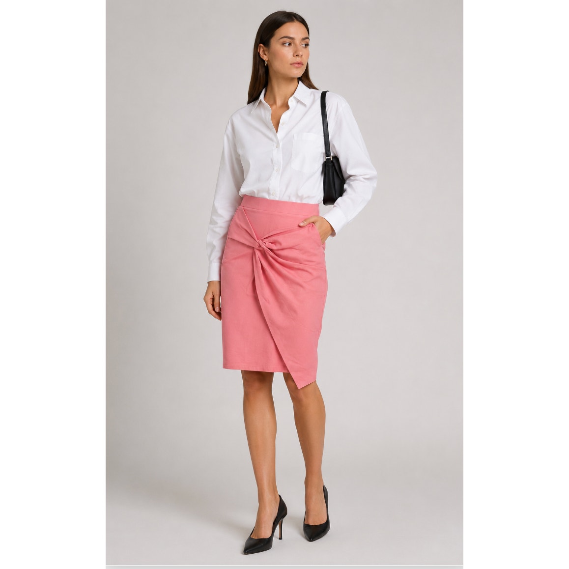 Iris Pink Twist Front Pencil Skirt Women’s Small Corpcore Preppy Minimalist