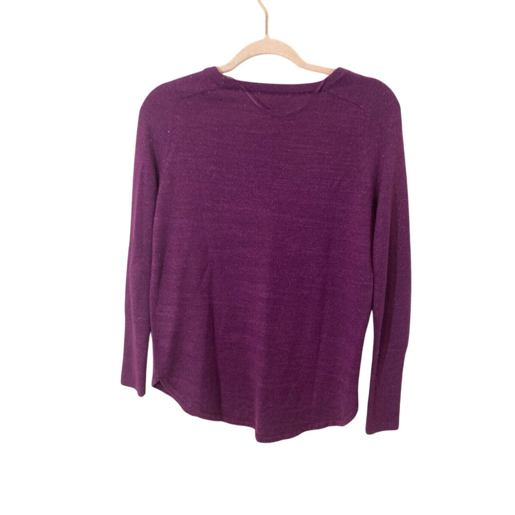 Apt 9 Purple  Modest Sparkly Regency Shimmer Basic Long Sleeve Essential Sweater