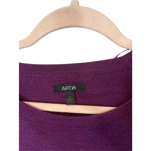 Apt 9 Purple  Modest Sparkly Regency Shimmer Basic Long Sleeve Essential Sweater
