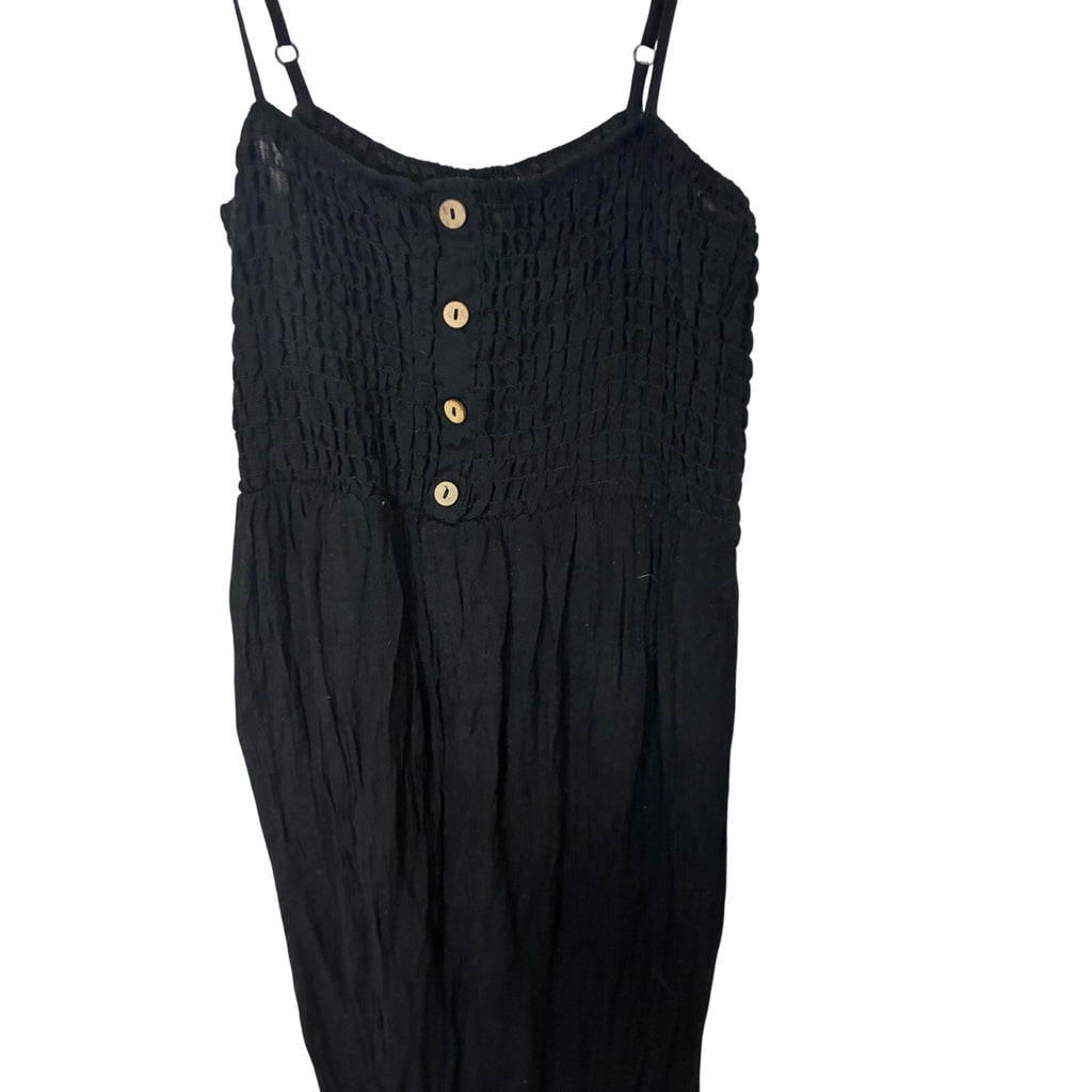 Maeve Anthropologie Black Smocked Milk Maid Spaghetti Strap Maxi Dress Black M