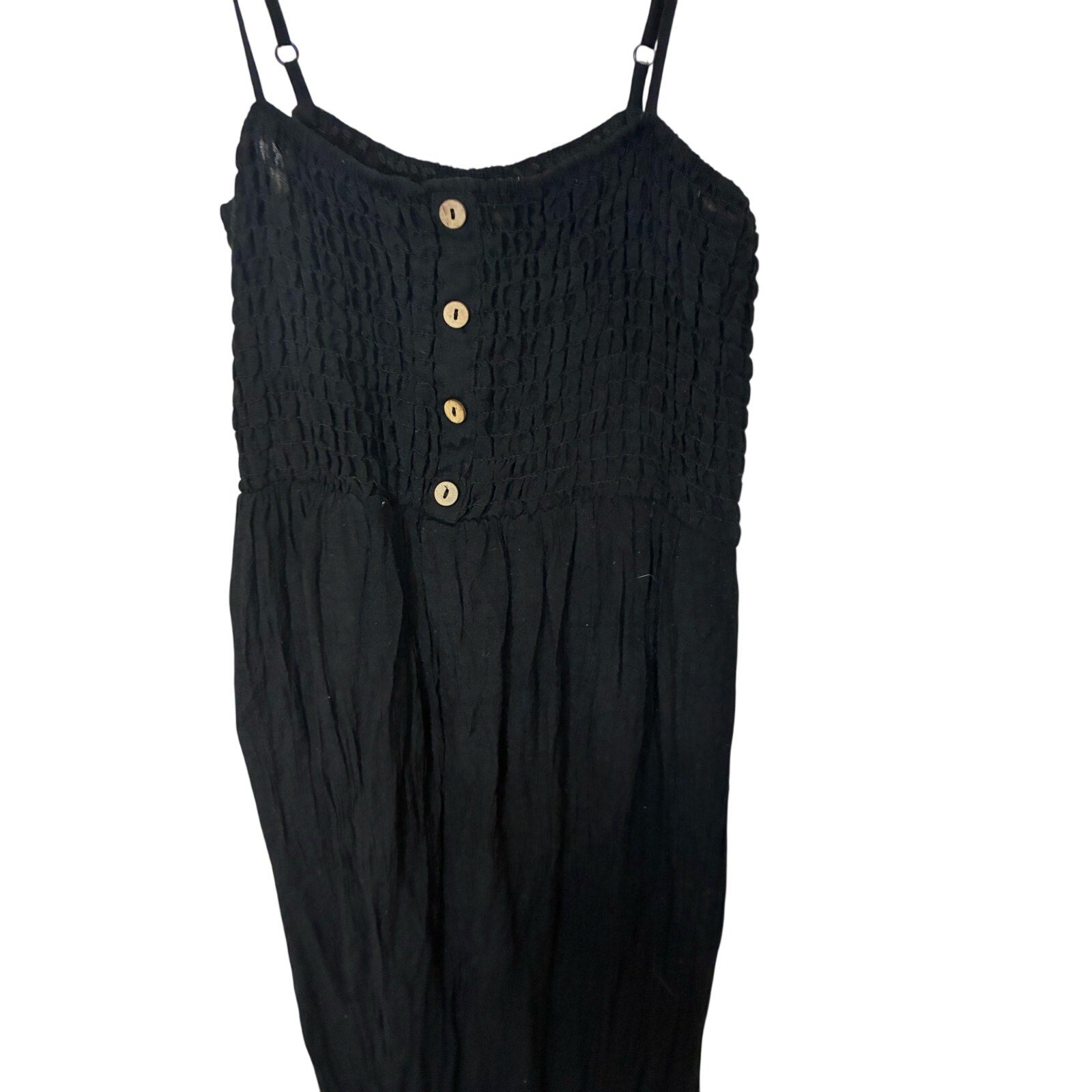 Maeve Anthropologie Black Smocked Milk Maid Spaghetti Strap Maxi Dress Black M