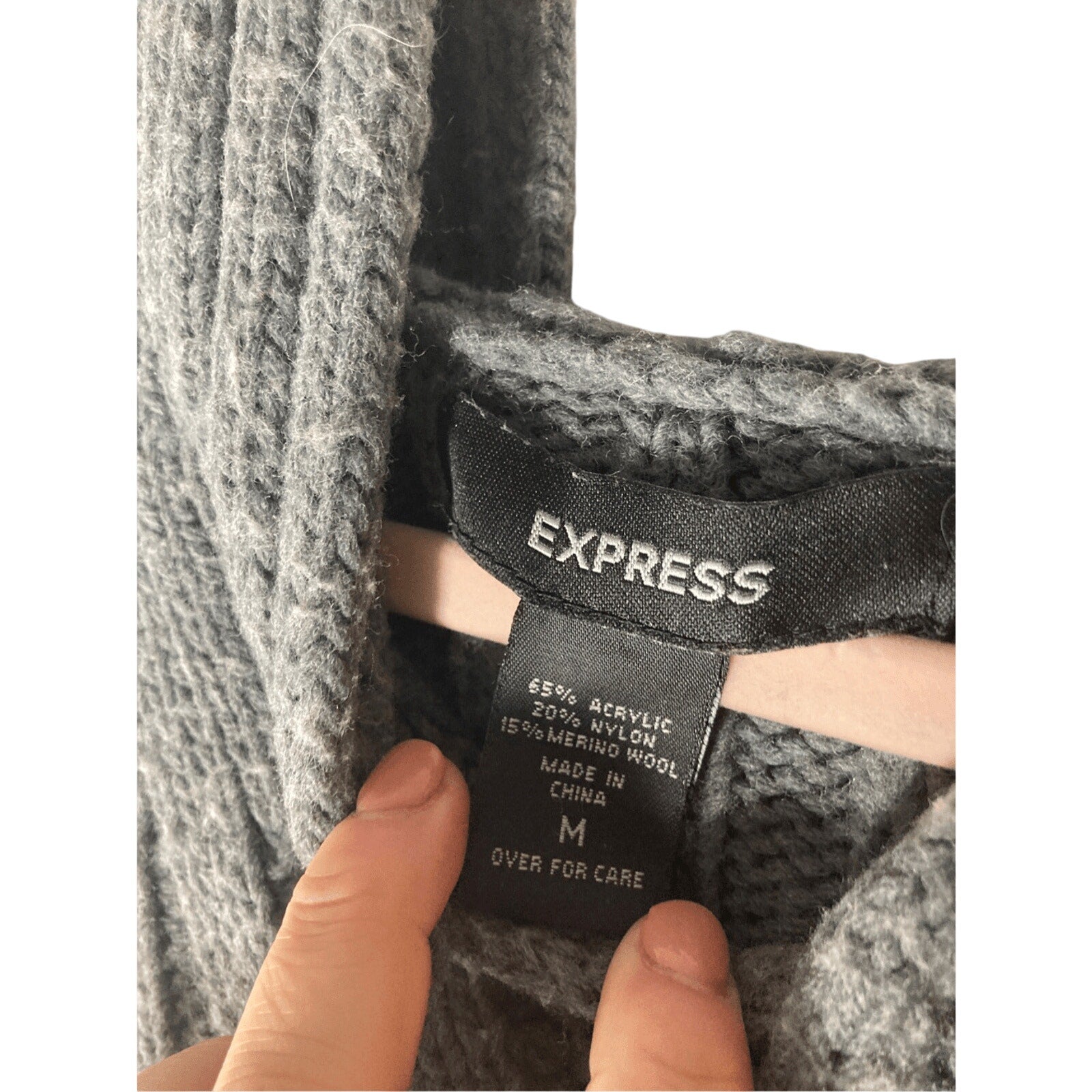 Express Women's Wool Heathered Gray Rug Carpet Patterned Texture Hoodie