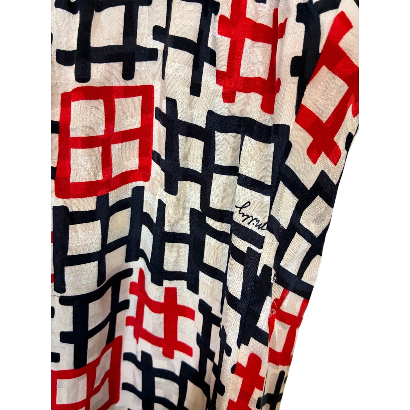 Milly Tiered Cotton Poplin Dress Printed Smock Resort Art Deco Geometric M