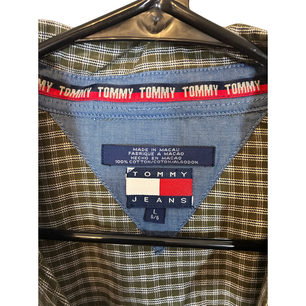 2000s Y2k Vintage Tommy Hilfiger Tommy Jeans Men’s Stripe Dress Button Up Shirt