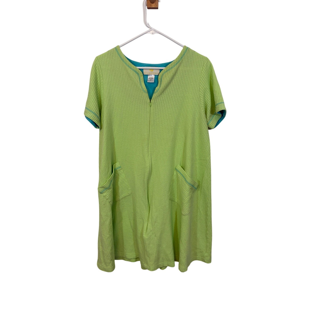 Vintage Stan Herman Pastel Green Quilt Waffle Knit Prairie Nightgown Cozy Dress