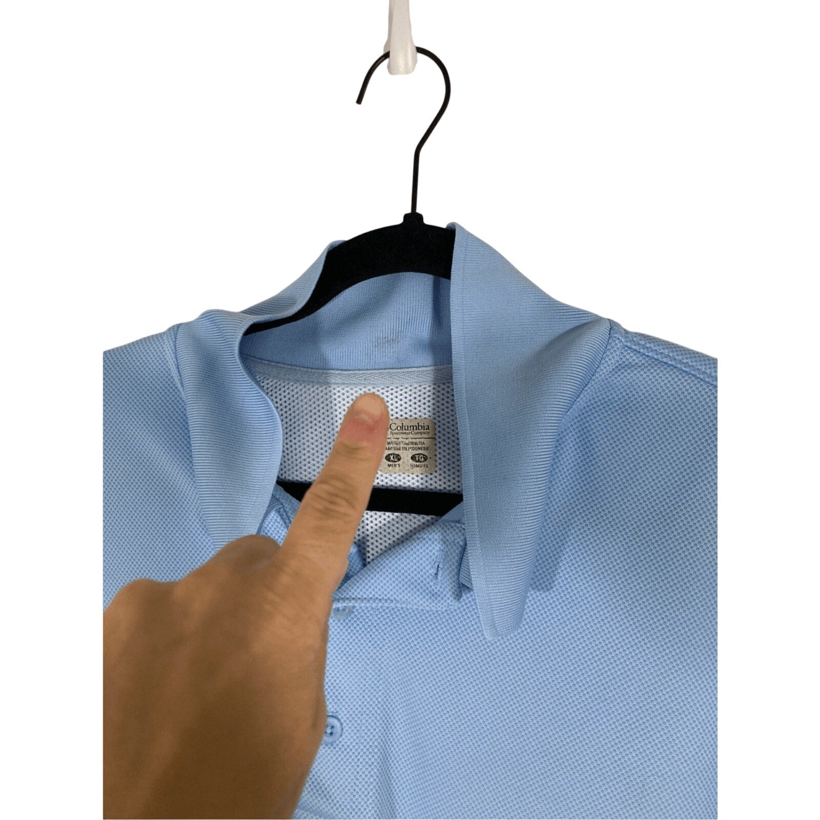 Men's Columbia PFG Button Up Polo Baby Blue XL Gorpcore Utility Fishing Outdoprs