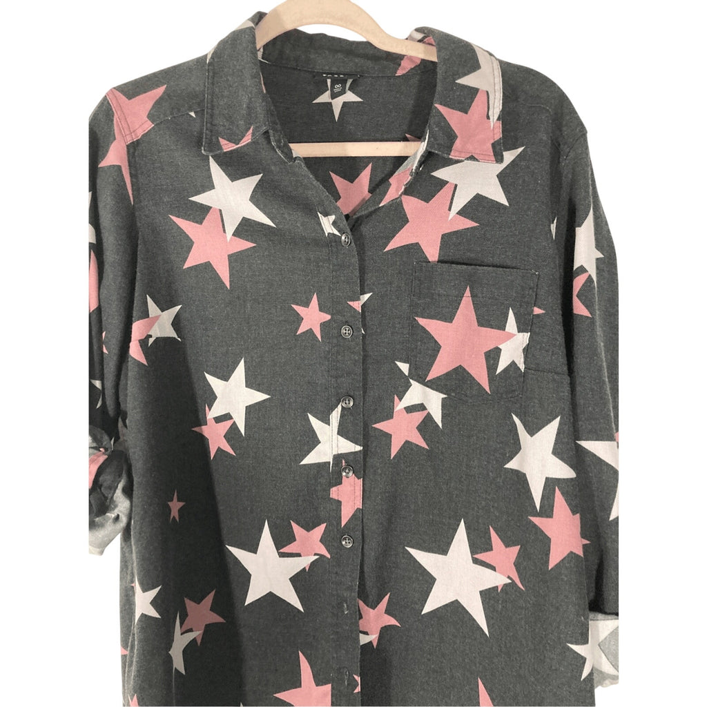Torrid Star Spangle Flannel Novelty Print Plus Button Up Shirt Casual Western 00