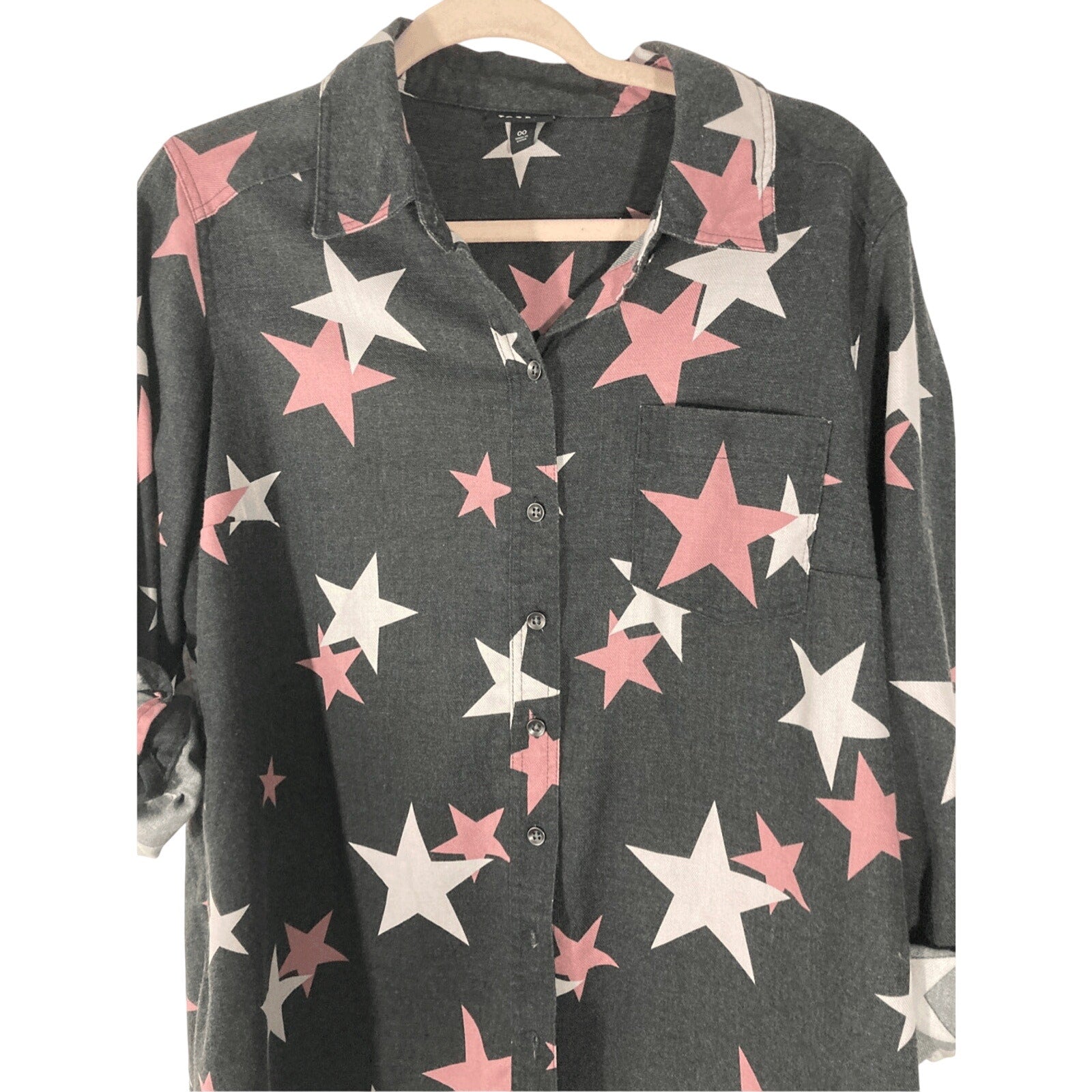 Torrid Star Spangle Flannel Novelty Print Plus Button Up Shirt Casual Western 00