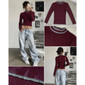 Aeropostale Women's Burgundy Y2K Streetwear Long Sleeve Turtleneck S Academia