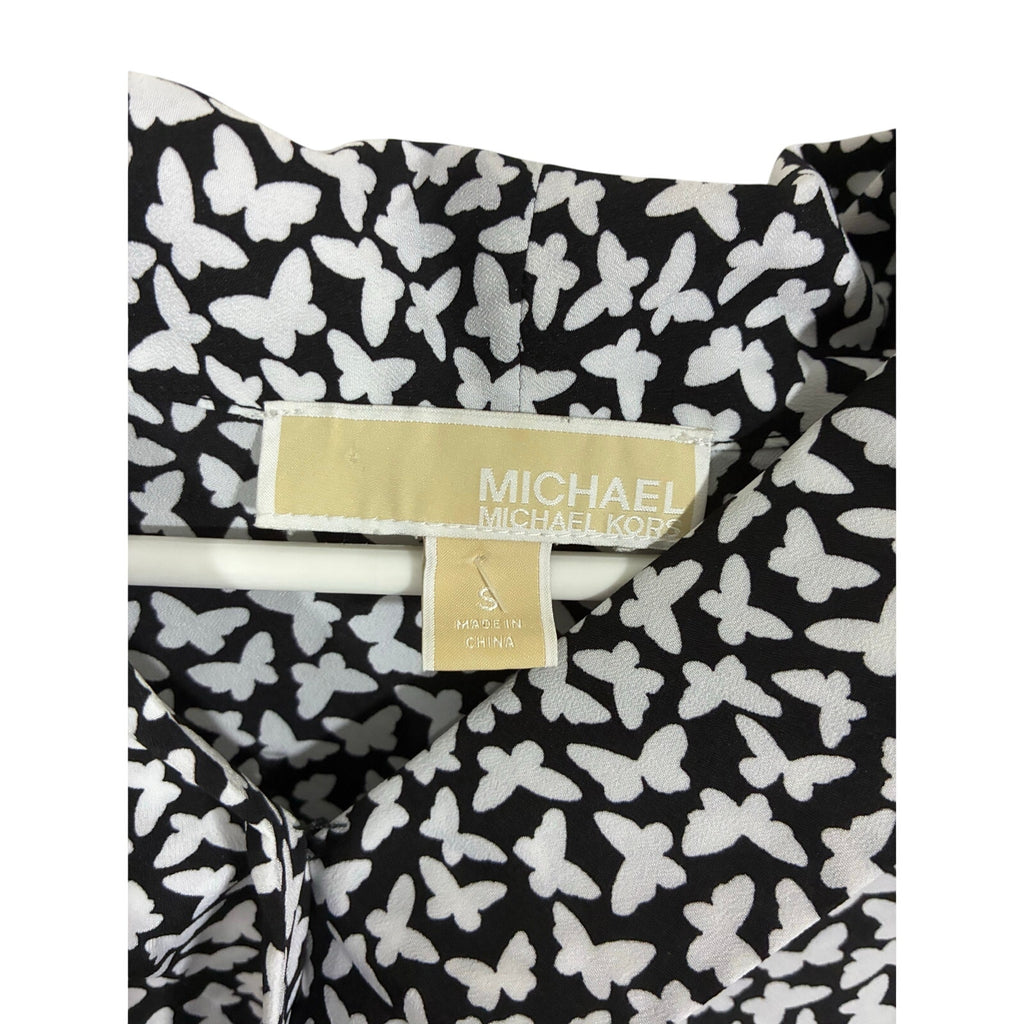 Michael Kors Blouse Butterfly Novelty Print Casual Preppy Minimal Mute Modest S