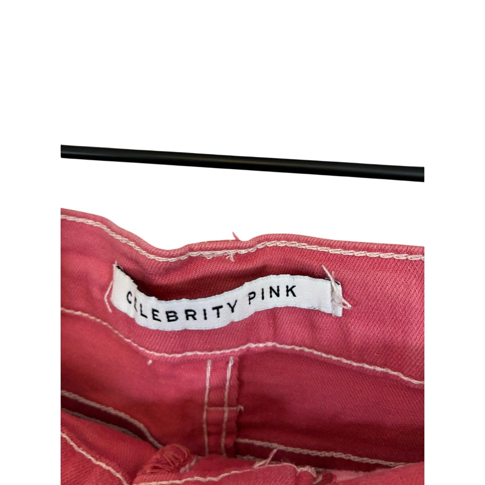 Celebrity Pink Juniors Size 5/27 pink Mid-Rise Stretch Cut-Off Denim Jean Shorts
