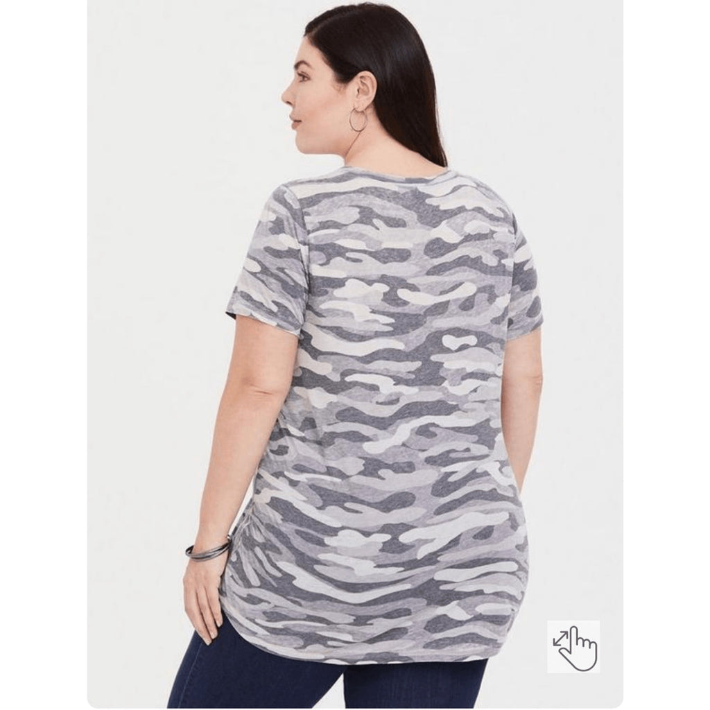 Classic Fit Vintage Burnout Camo Casual Collegiate Lounge Comfy V-Neck Tee
