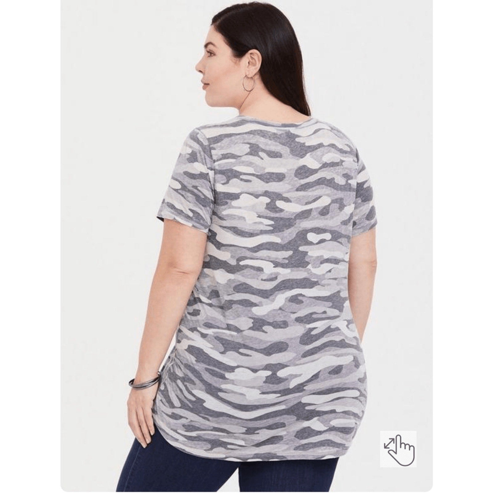 Classic Fit Vintage Burnout Camo Casual Collegiate Lounge Comfy V-Neck Tee