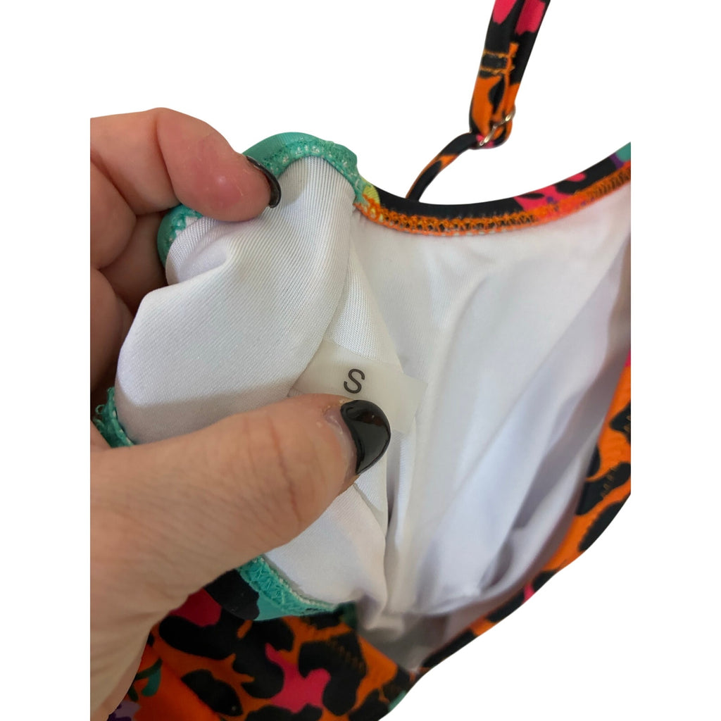 popvil Women's Floral Print High Waisted V Neck Two Piece Swimsuit, Floral-1, S