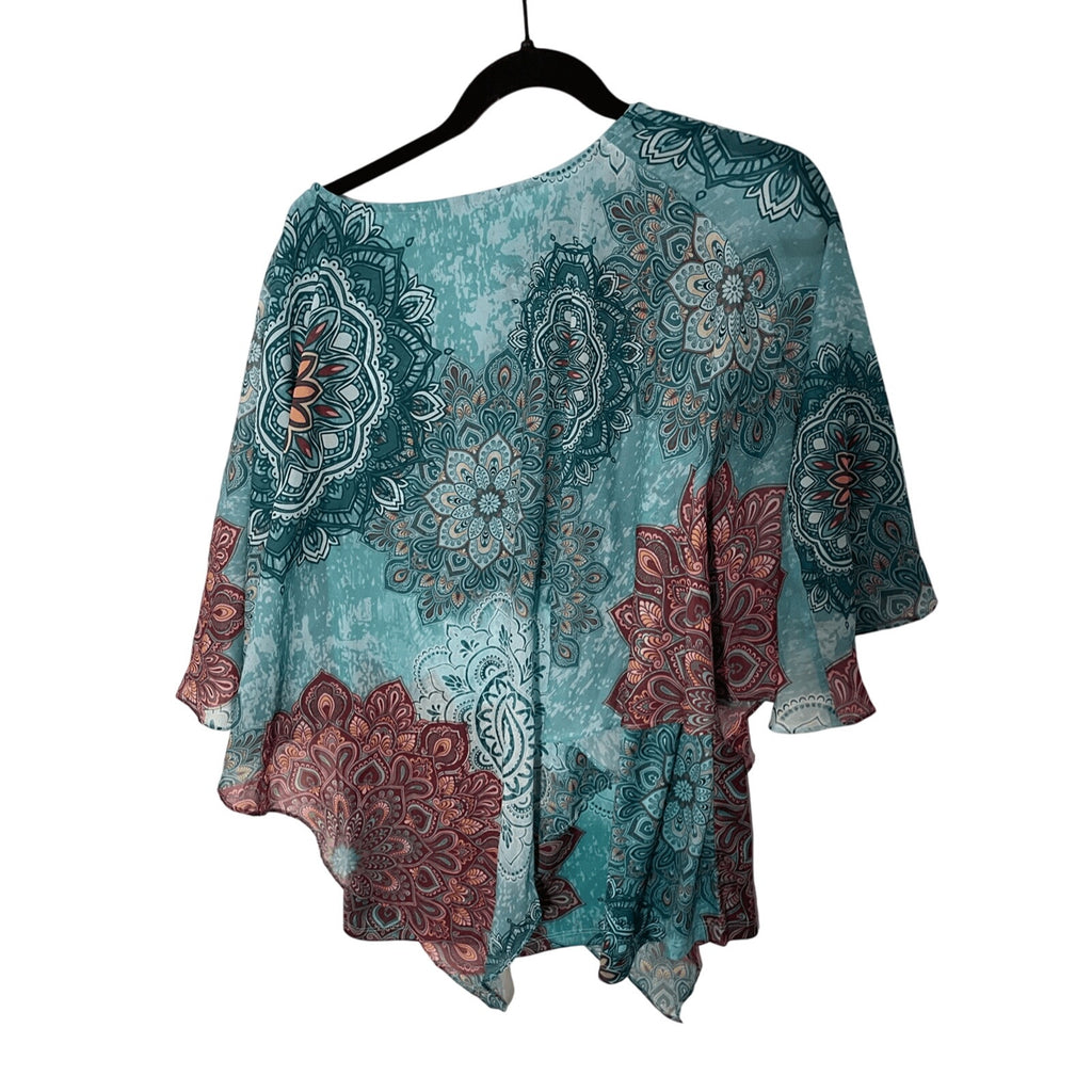 New Mandala Paisley Earthy Hippie Boho Sequin Indigo Soul Women's Flowy Blouse S
