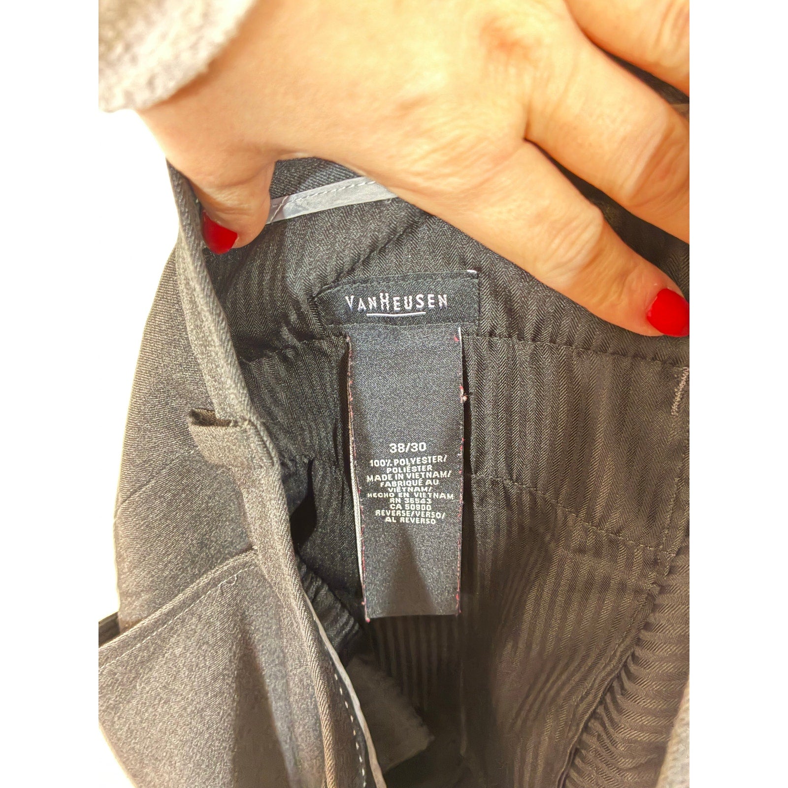 Van Heusen Mens Modern fit Suit Dress Pants 38W/30 Black Solid Stretch Business