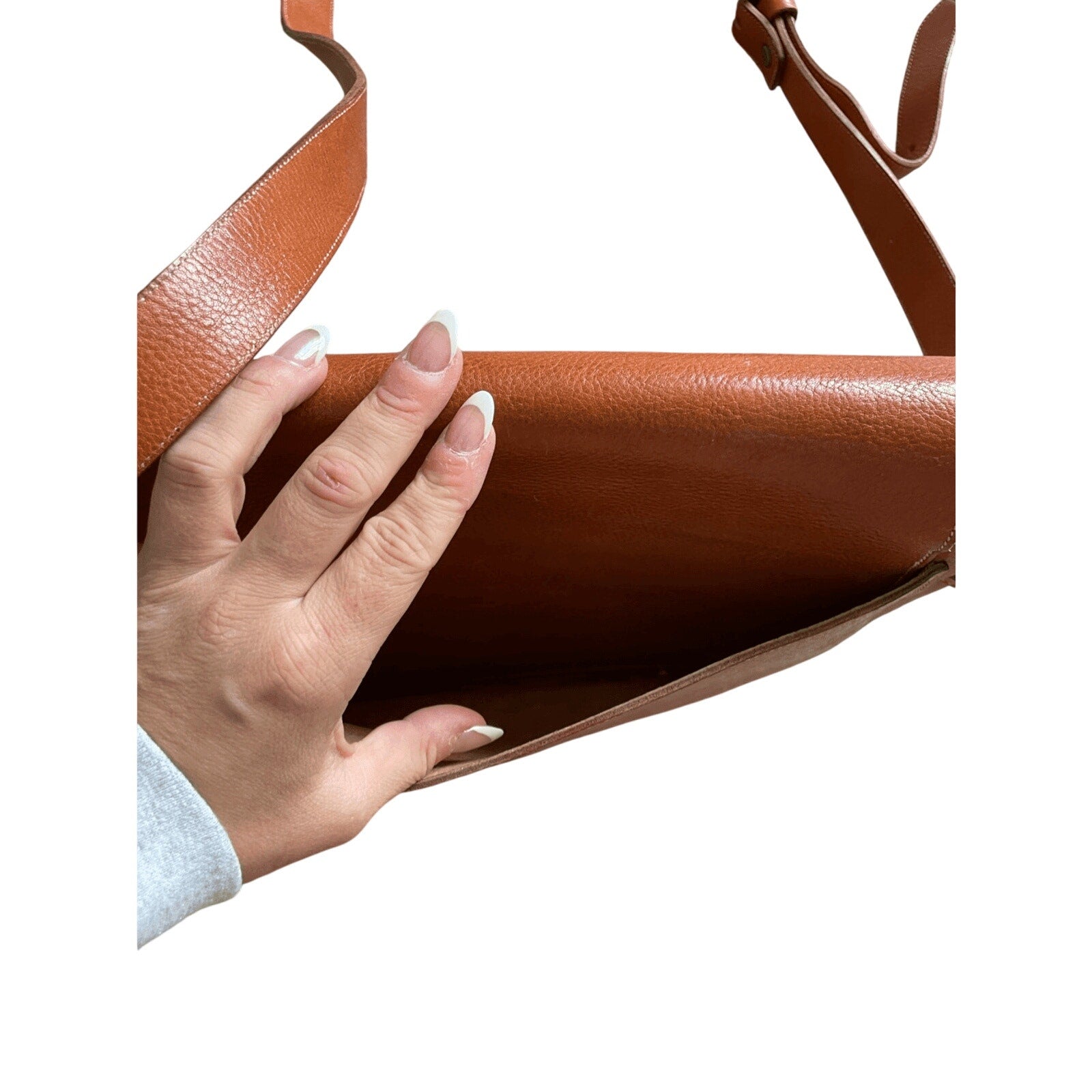 Women's Genuine Leather Suede Upper Front Belt Buckle Crossbody Granola Girl