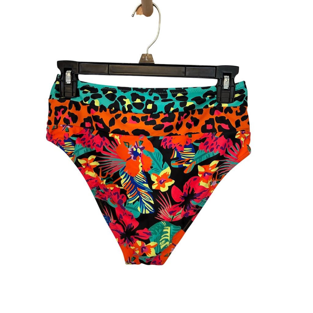 popvil Women's Floral Print High Waisted V Neck Two Piece Swimsuit, Floral-1, S