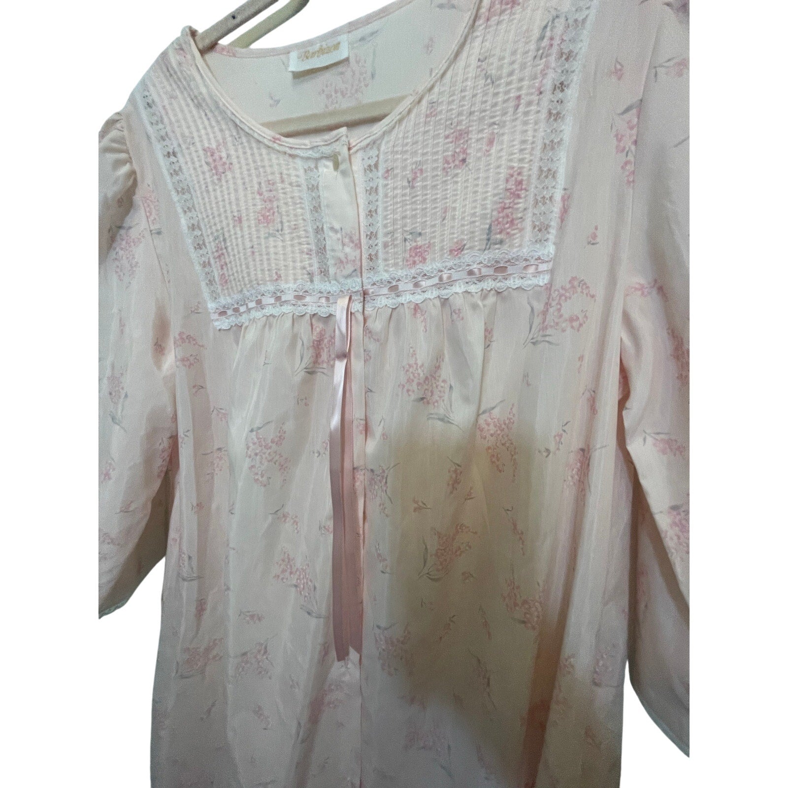 Barbizon Women's Pink Floral Barbie Satin Nightgown Coquette Dainty Victorian M
