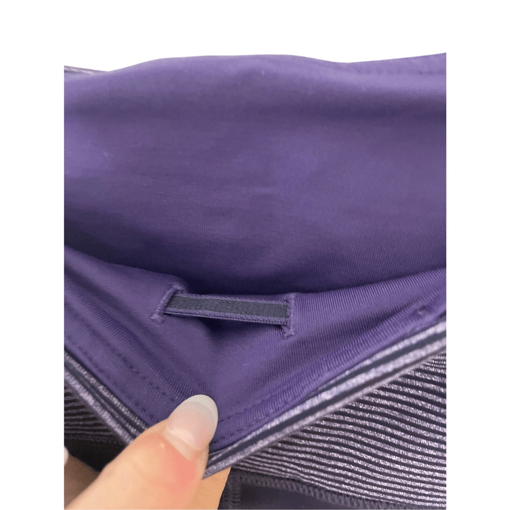 Lululemon Rebel Runner Crop Grape Stripe Zip Ankle Leggings SZ 4 Pedal Pusher