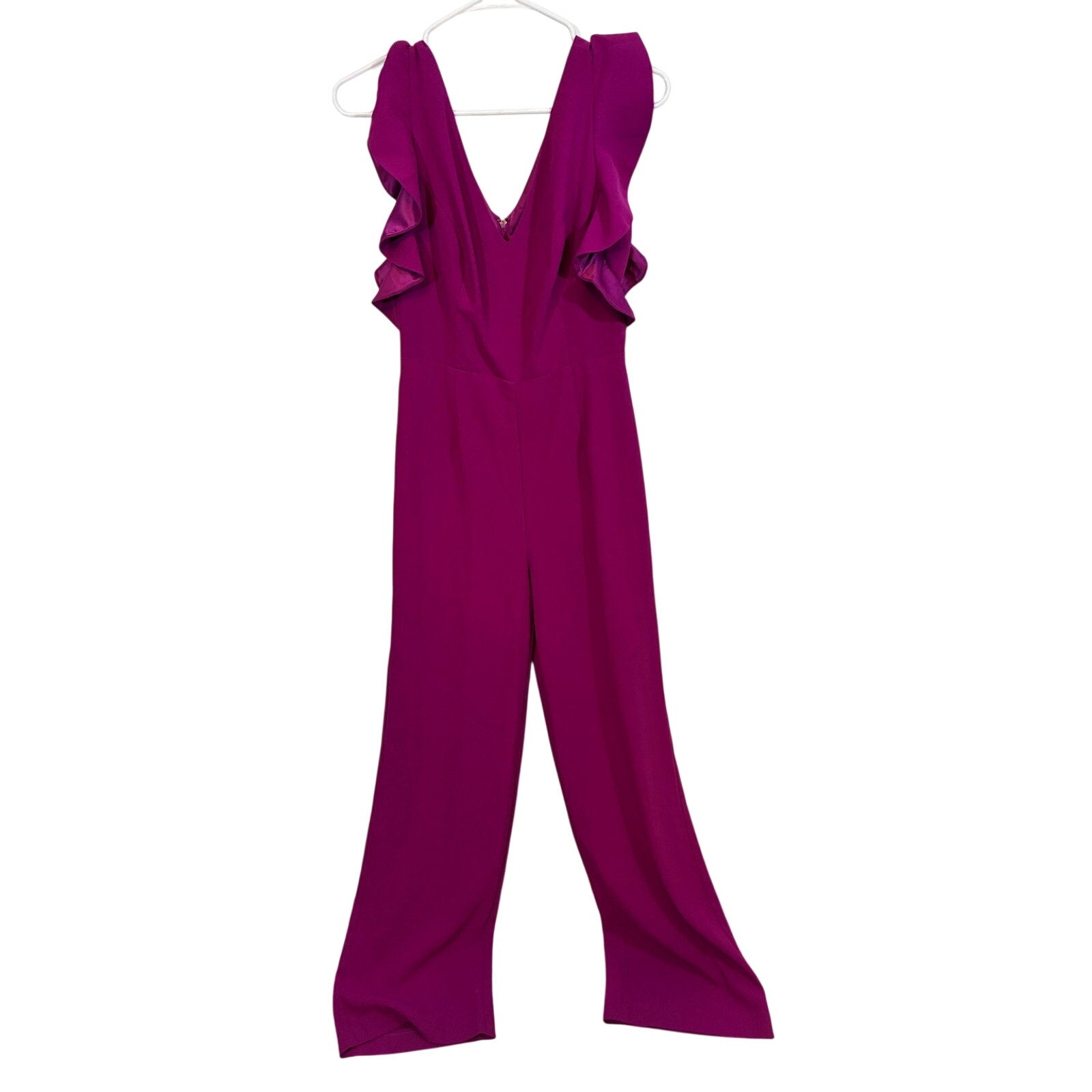 Lilly Pulitzer Magenta Ruffle Sleeve Wide Leg Jumpsuit Resort Vacation Glam S