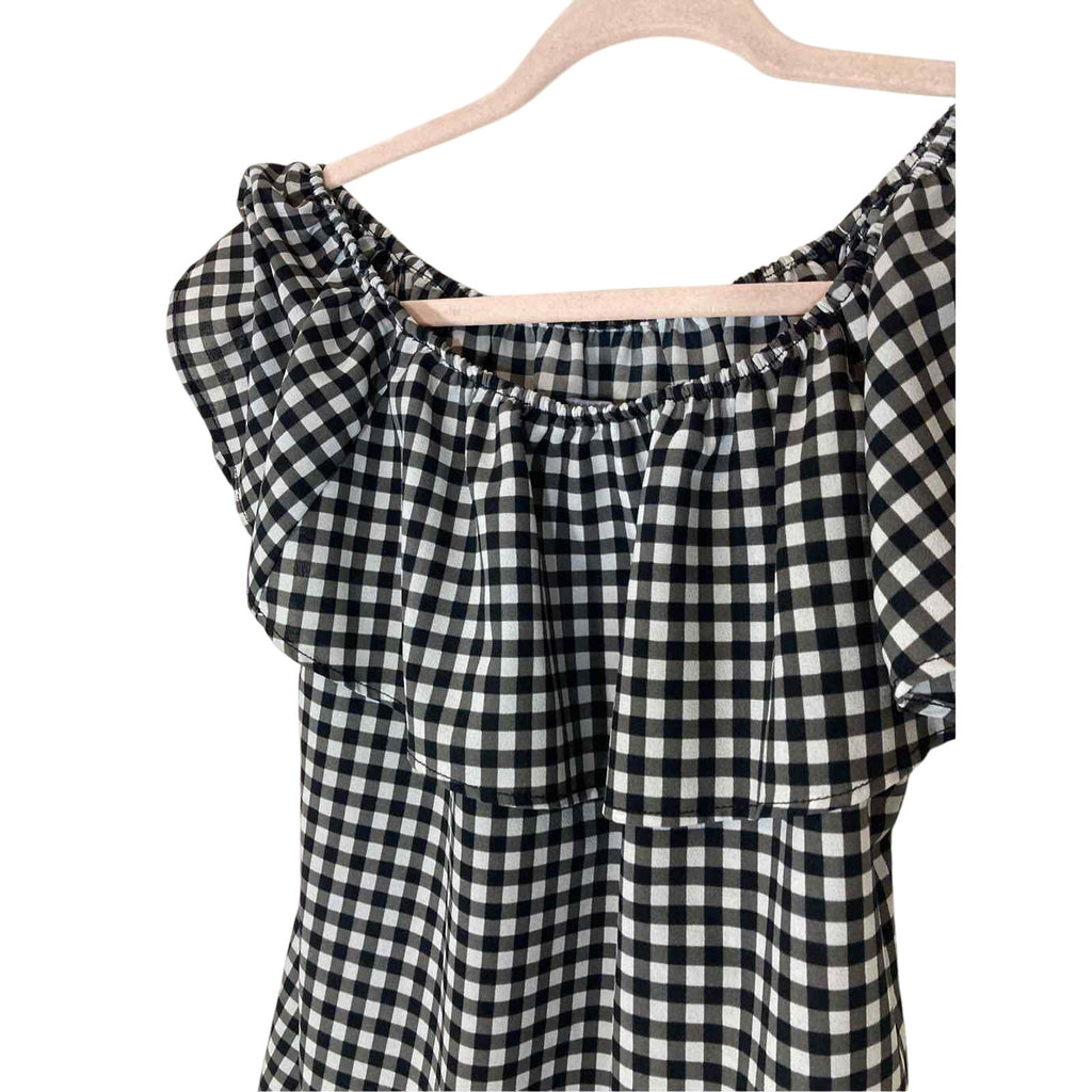 Sanctuary Off Shoulder MinimalistGingham Checkered  Blouse