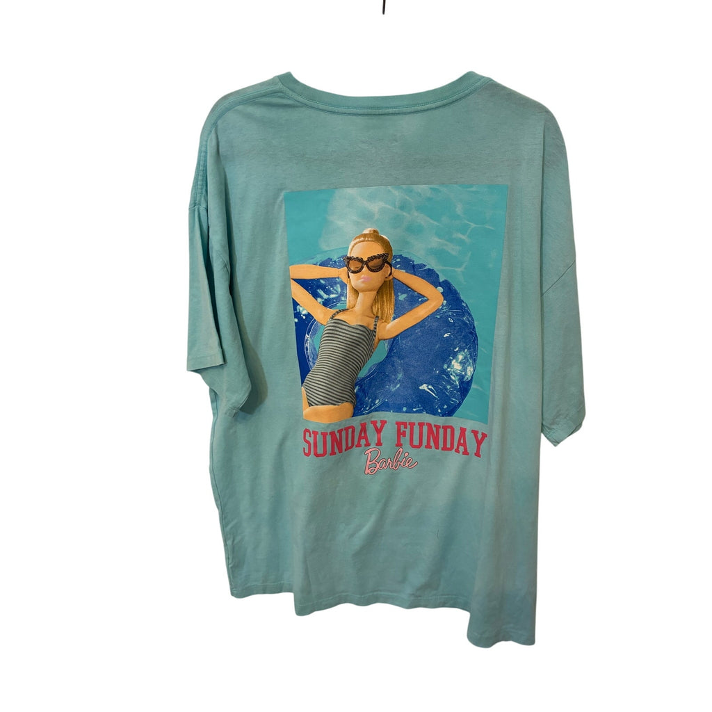 Women’s Barbie Sunday Funday Oversized Short Sleeve Graphic Blue T-shirt M