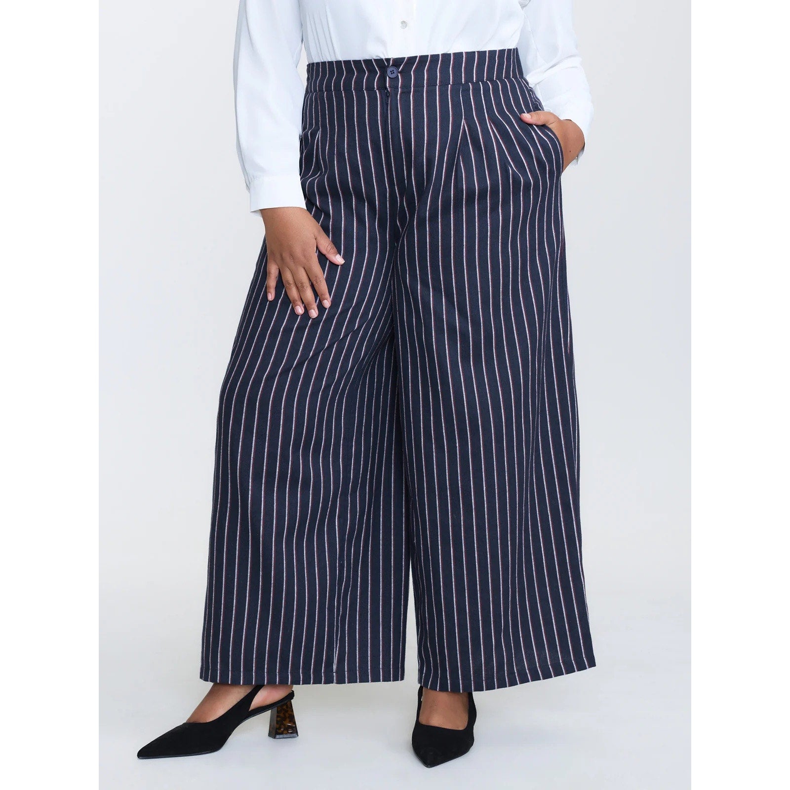 NWT BloomChic Striped Straight Leg Pants Old Money Corporate Career 14-16