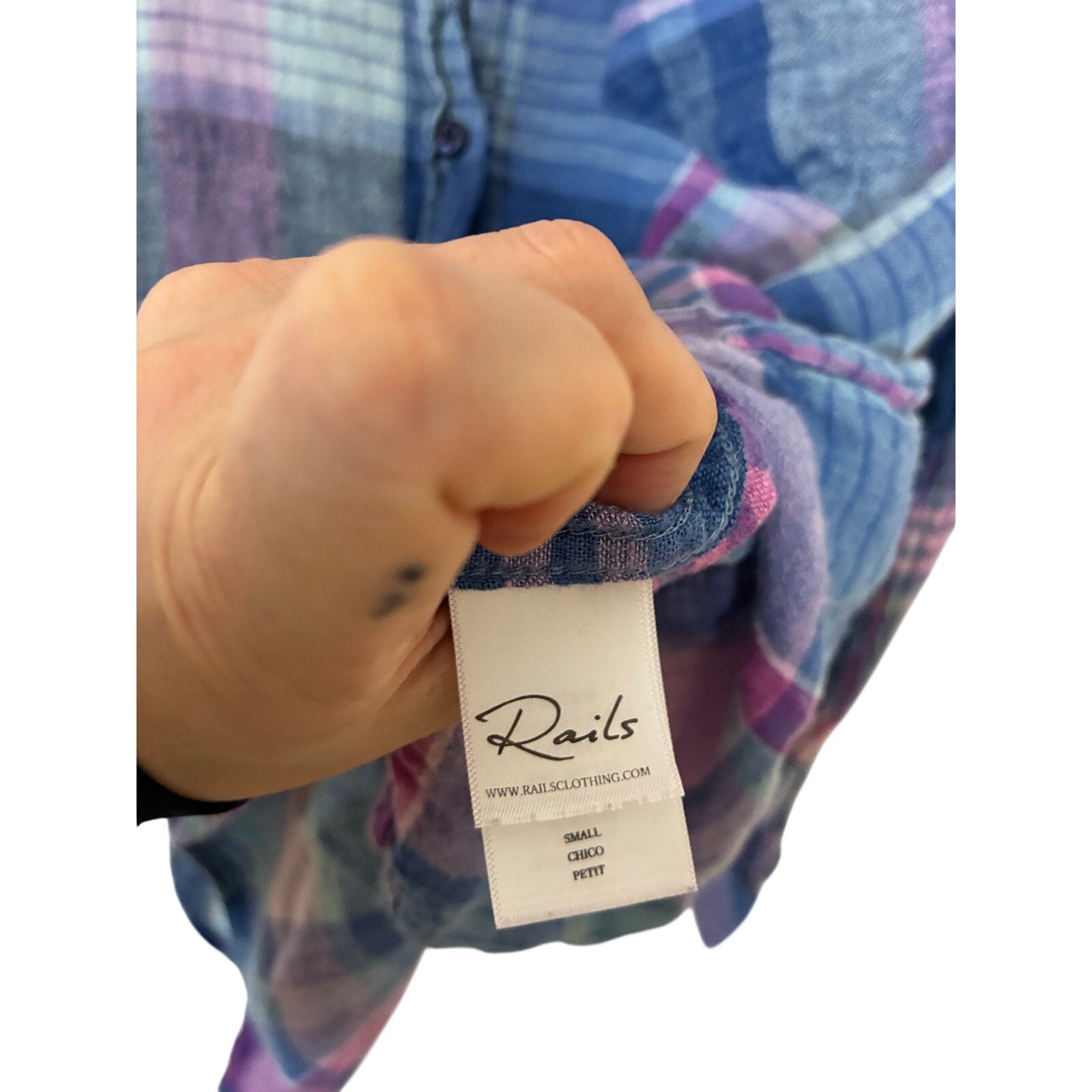 RAILS Charli Laguna Coast Plaid Shirt Blue Pink Coastal Preppy Button Front S