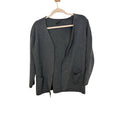 Anne Klein Minimalist Prep Gray Charcoal 100% wool long sleeve cardigan Cozy L