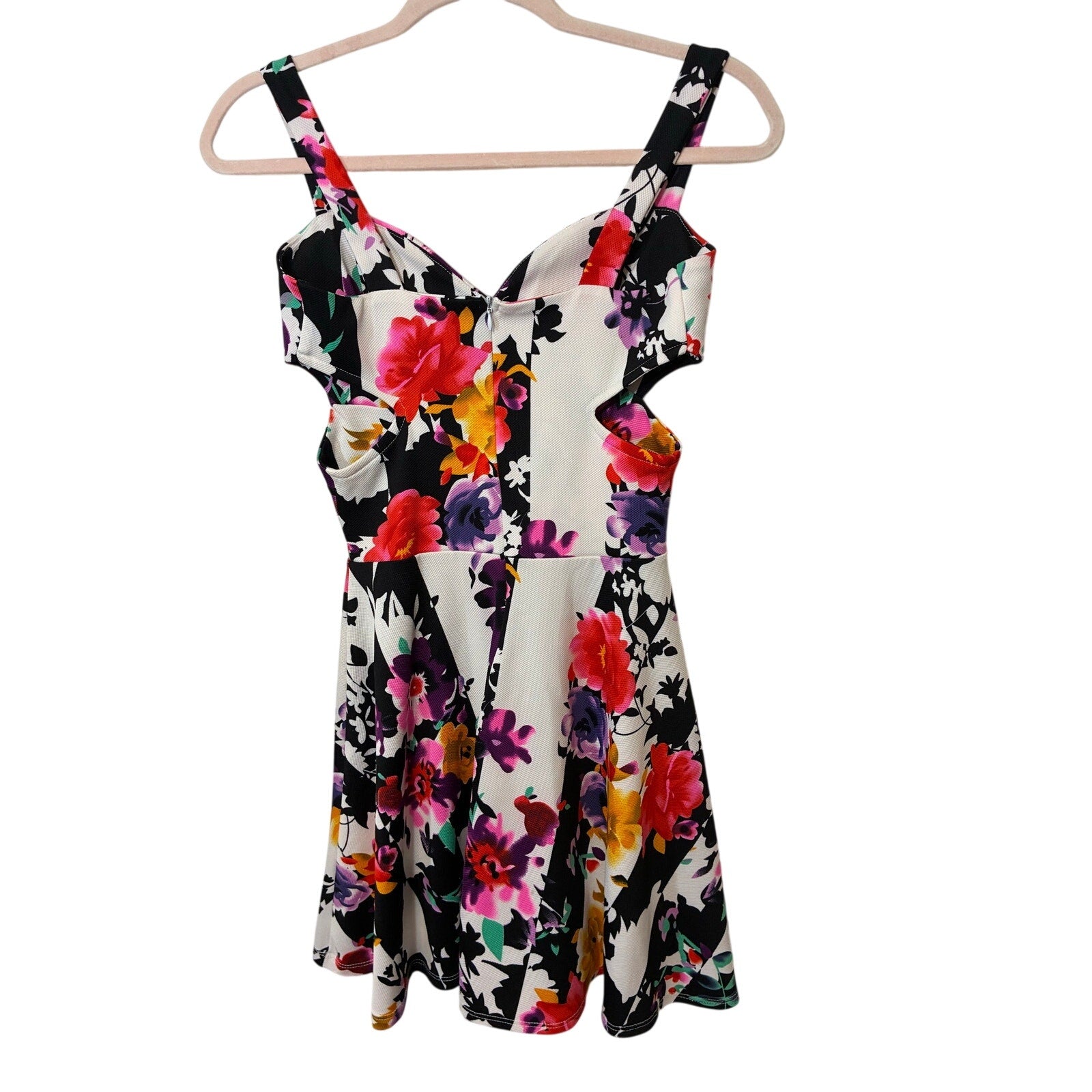 Floral A-Line Cut Out Mini Dress Women’s Small Cottagecore Romantic