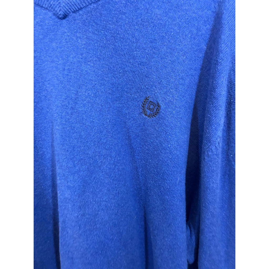 Vintage Chaps Cashmere Blend V Neck Sweater Mens Large Royal Blue Classic Knit
