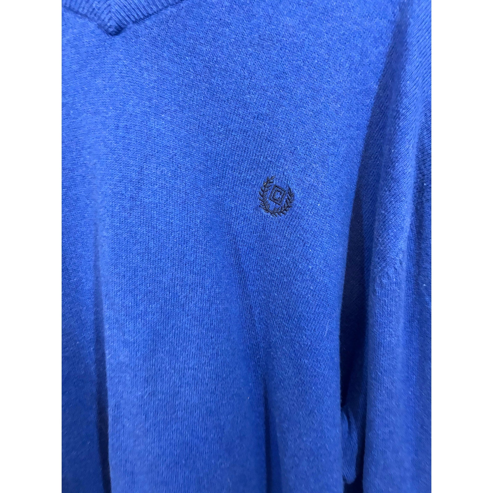 Vintage Chaps Cashmere Blend V Neck Sweater Mens Large Royal Blue Classic Knit