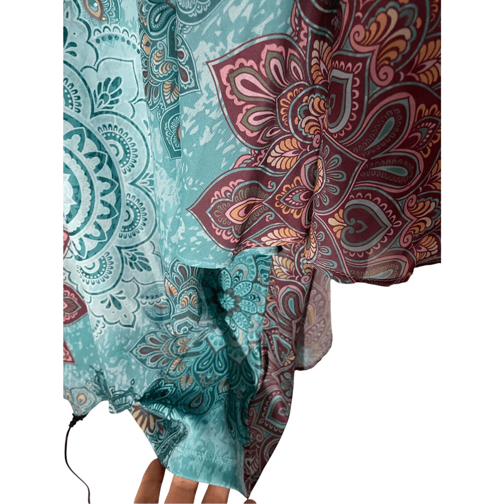 New Mandala Paisley Earthy Hippie Boho Sequin Indigo Soul Women's Flowy Blouse S