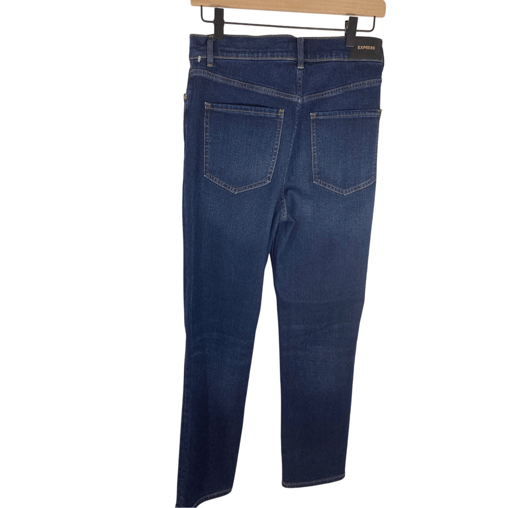 NWOT Express Slim Super High Rise Straight Lag Dark Wash Jeans