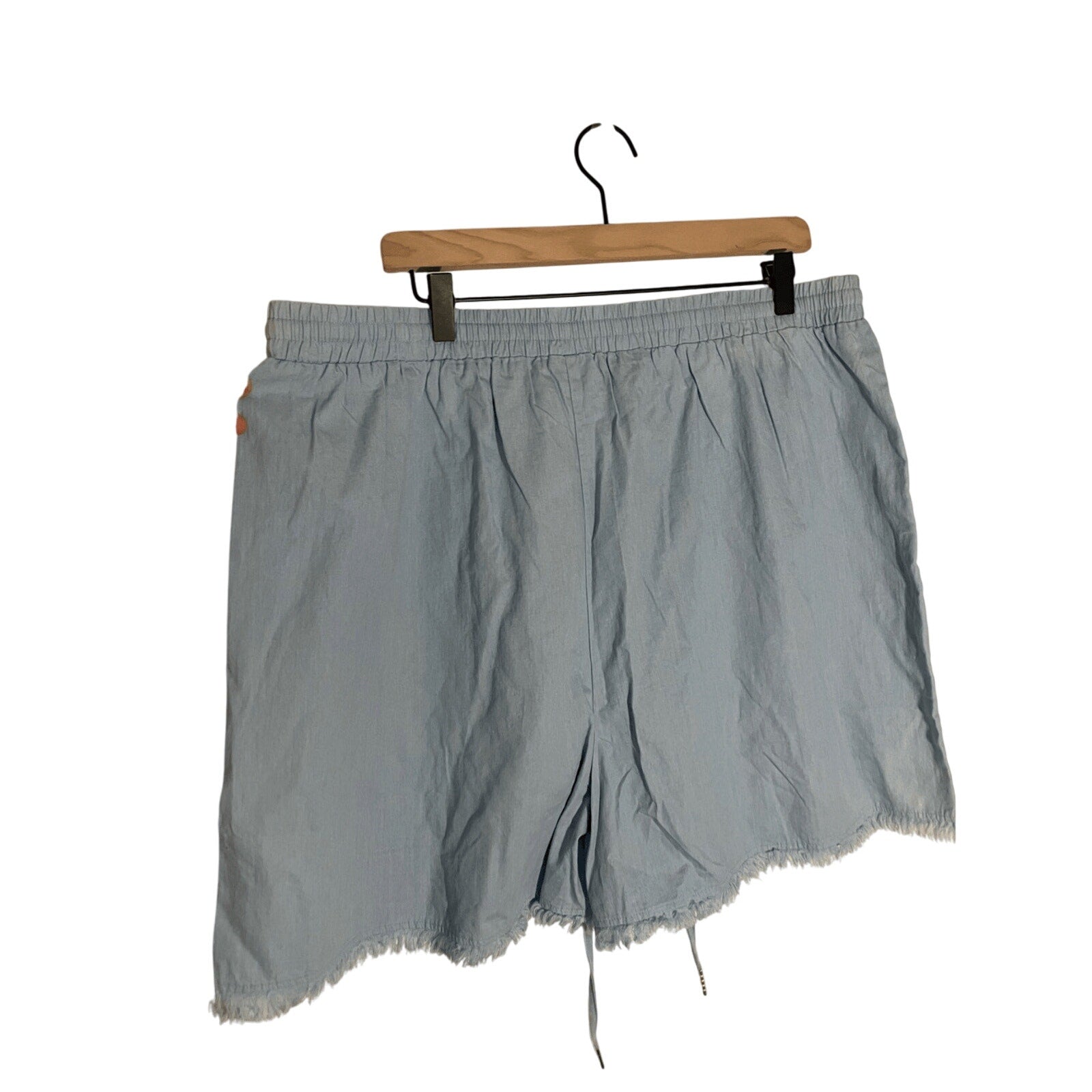 NWT Cotton Bleu 2x Blue Faux Denim Chambray Tapered Flowy Comfy Shorts