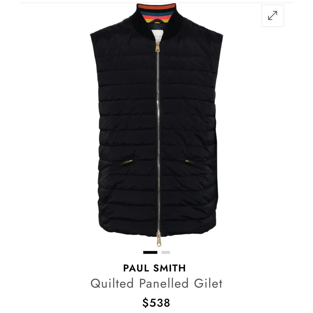 Paul Smith Quilted Panelled Gillet Large Feather Down Utility Luxury Minimalist