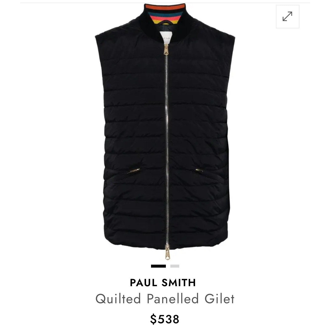 Paul Smith Quilted Panelled Gillet Large Feather Down Utility Luxury Minimalist