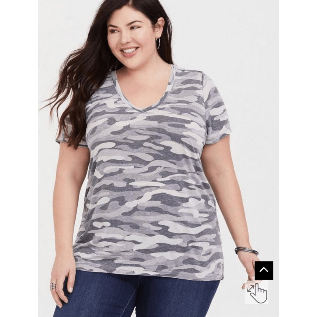 Classic Fit Vintage Burnout Camo Casual Collegiate Lounge Comfy V-Neck Tee