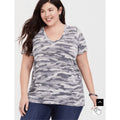 Classic Fit Vintage Burnout Camo Casual Collegiate Lounge Comfy V-Neck Tee