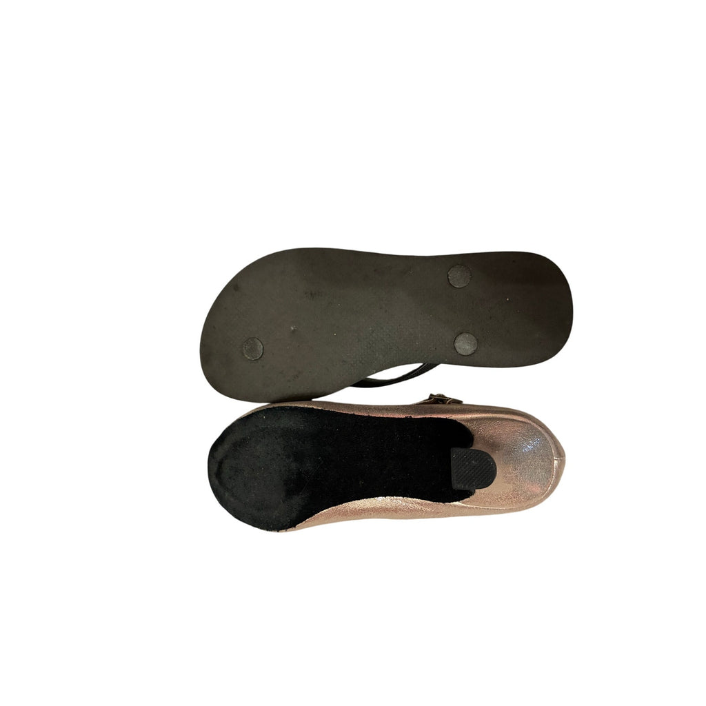 Character Dance Shoes Mary Jane Low Heel Ballroom Theater Metallic Champagne 6–7