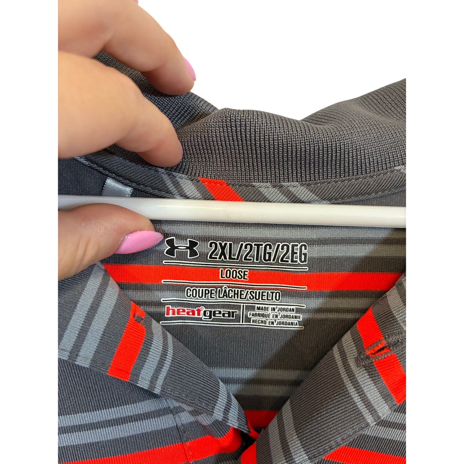 Under Armour HeatGear Polo Stripe Streetwear Golf Sportswear Country Club 2XL