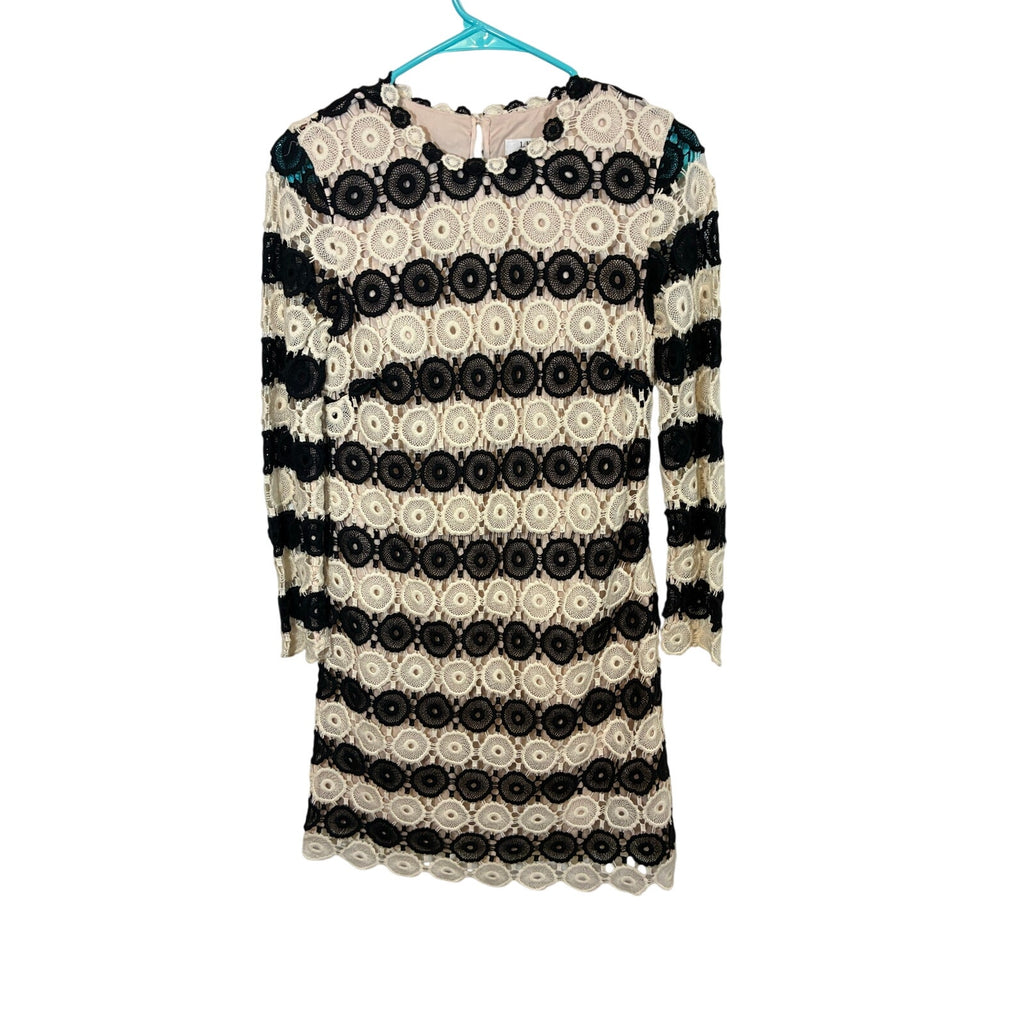 L.K.Bennett Claudine Black Cream Lace Striped Formal Dress 2 Event Corporate