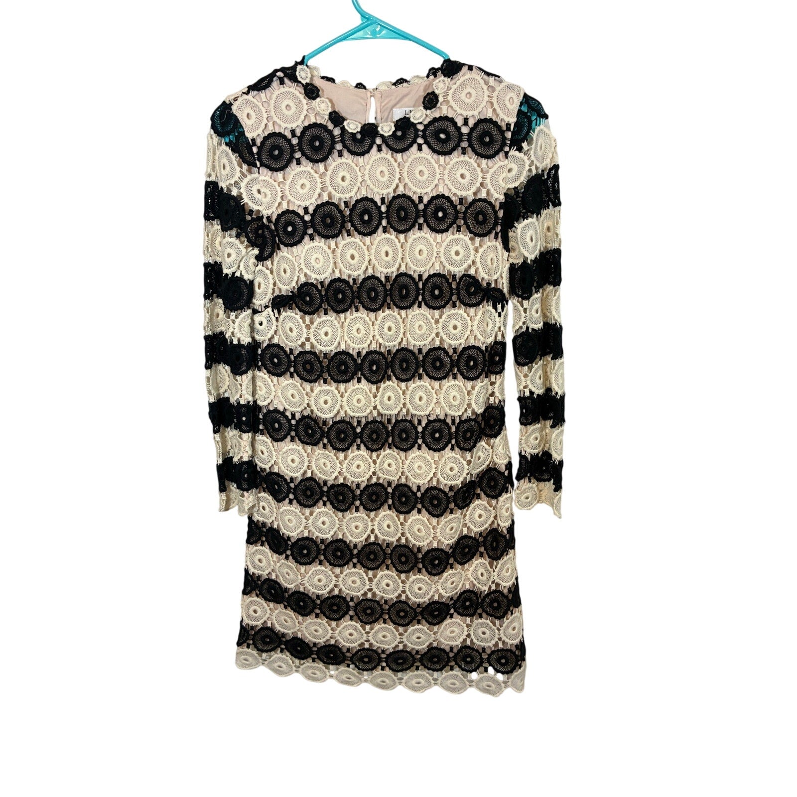 L.K.Bennett Claudine Black Cream Lace Striped Formal Dress 2 Event Corporate