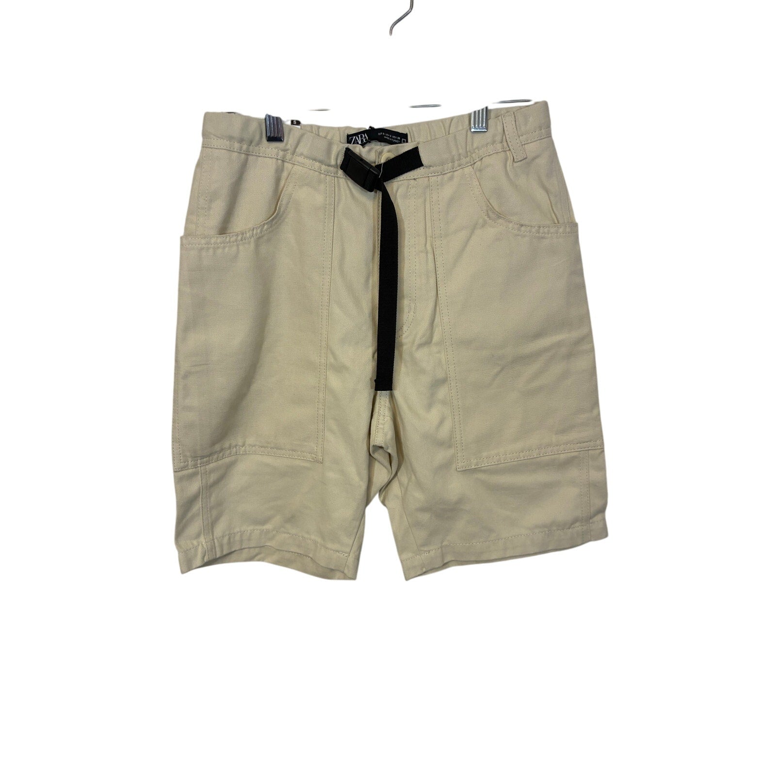 NWT Zara Relaxed Fit Men's Cargo Shorts Cream Active Travel Outdoors Gorpcore S