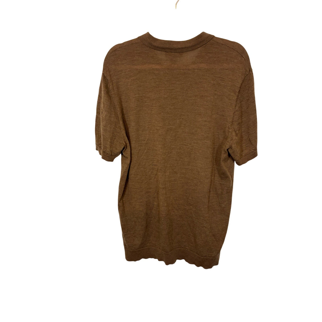 Express Merino Wool Short Sleeve Zip Polo Sweater XL Old Money Quiet Luxury Prep