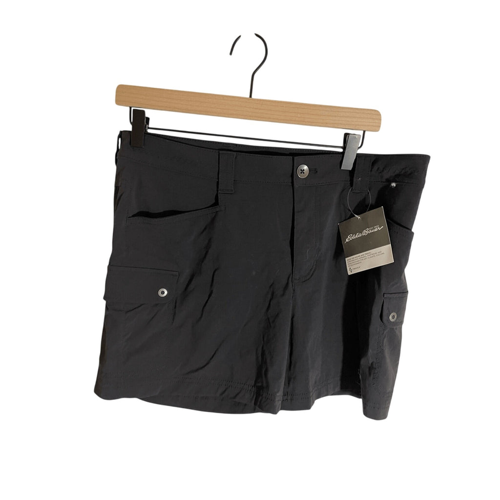 NWT Eddie Bauer Women's 12 T Gorpcore Utility Hiking Black Horizon Cargo Shorts